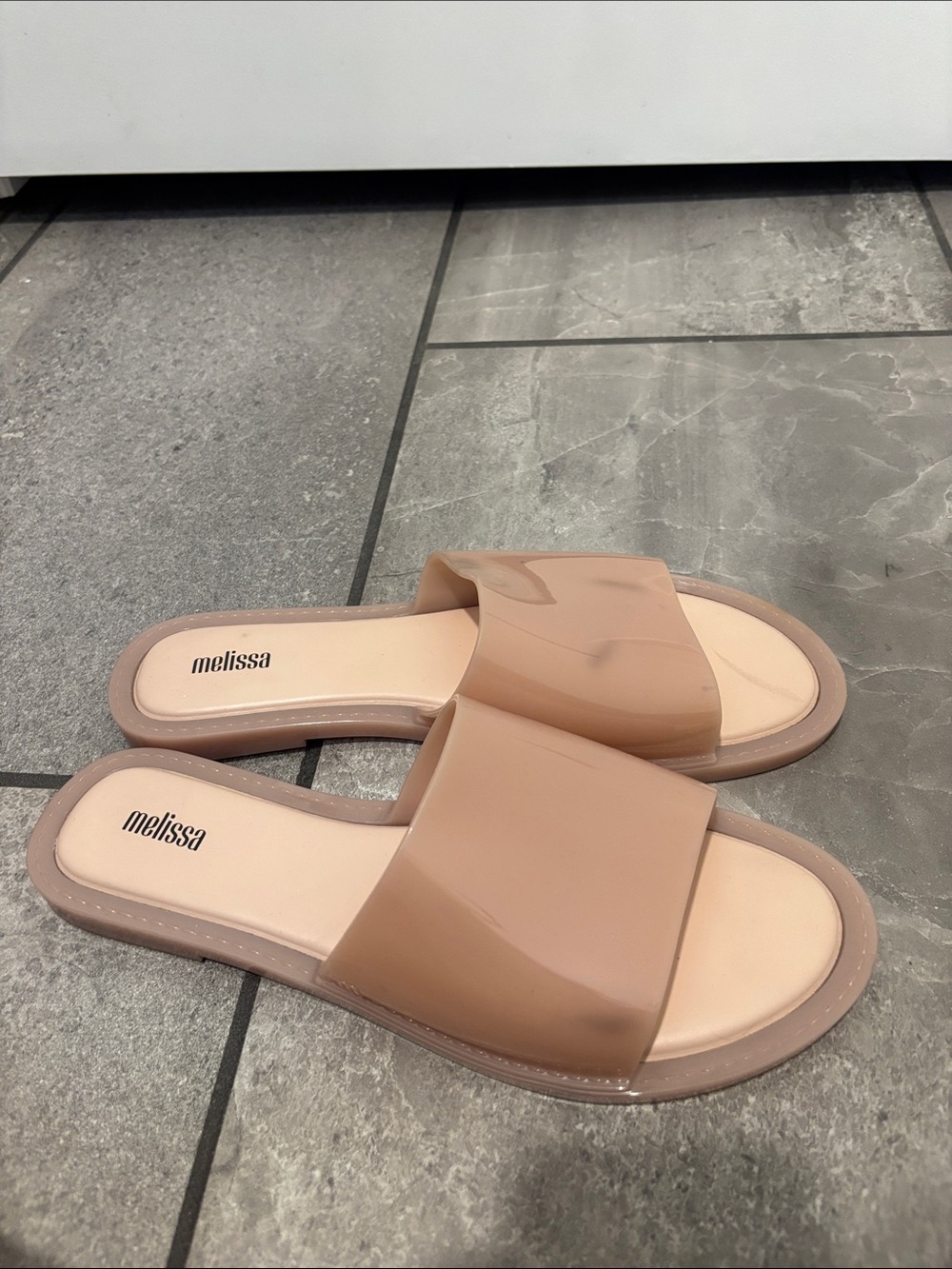 Melissa Glossy Nude Slide Mules